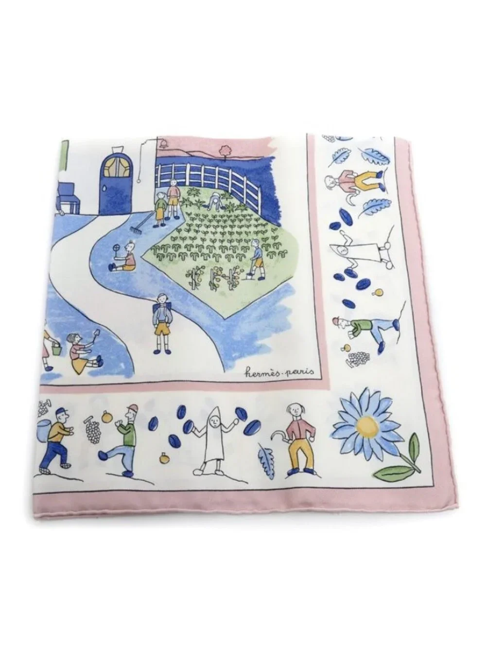 Hermes Carre 45 RE Tour a la Terre Scarf Multicolor Go Vintage